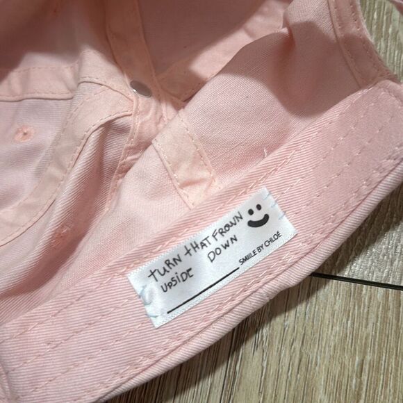 SMILE by Chloe Caillet Womens Light Pink Embroidered Baseball‎ Cap Adjustable - Picture 6 of 6